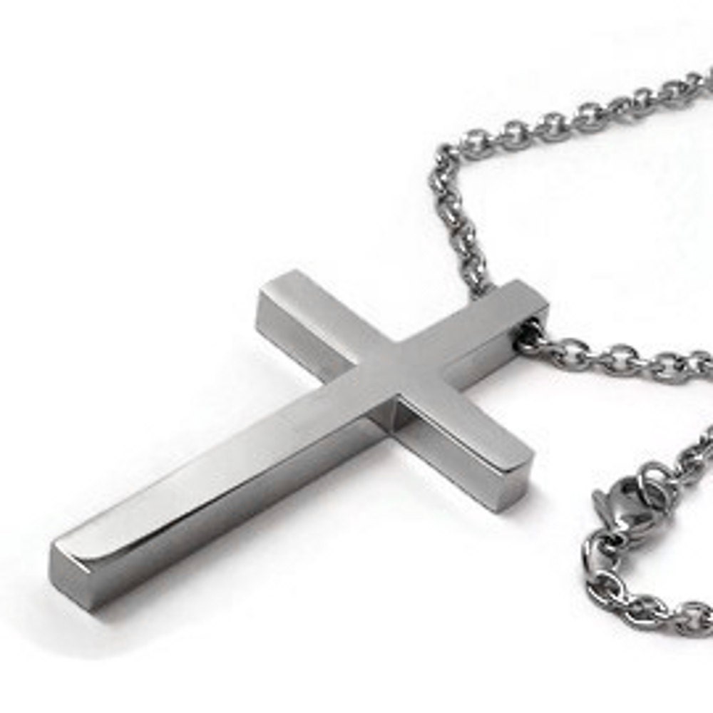 men's black stainless steel cross necklace