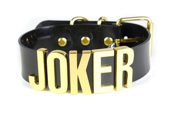 Suicide Squad "JOKER" Choker | Cosplay | Puddin Choker | Batman | Joker | Halloween Costume | Harley Quinn Choker | BIG Letters - Gold