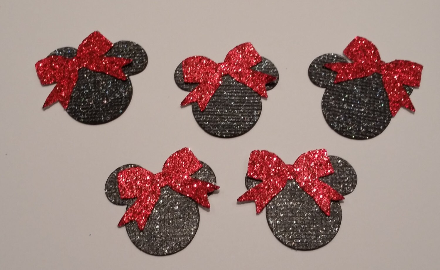 Glitter 50 Minnie Mouse Heads 1 with Bows U Choose Color