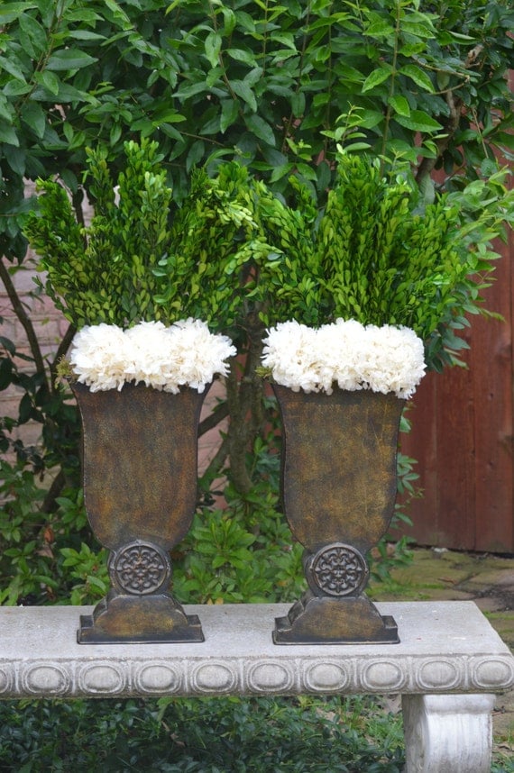 Mantel Decor Set of Two Mantel Vases Preserved by FlowersbyTrina