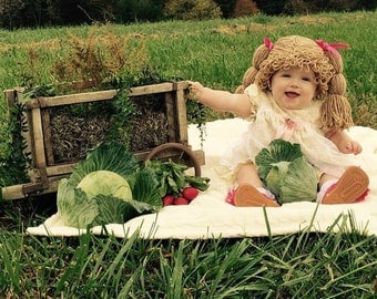 Cabbage Patch Wig/Hat. Crochet Cabbage patch hat.Made to order.