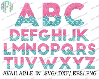 Digital Cut Files, Mermaid Letters, SVG, DXF, EPS, Alphabet, Sea, Ocean, Summer, Beach, Nautical, Font, Vinyl, Silhouette, Cricut, Vector