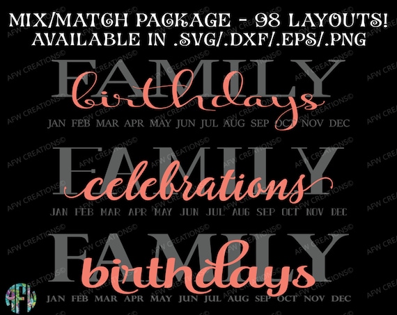 Download Digital Cut Files Family Birthdays & Celebrations SVG DXF