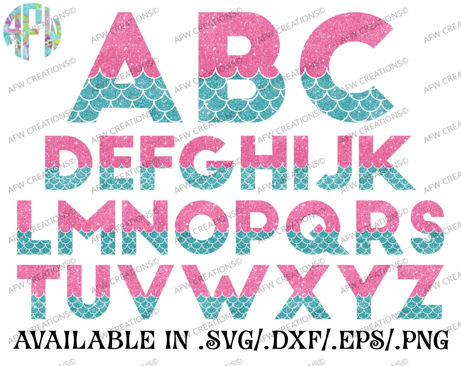 Download Digital Cut Files Mermaid Letters SVG DXF EPS Alphabet