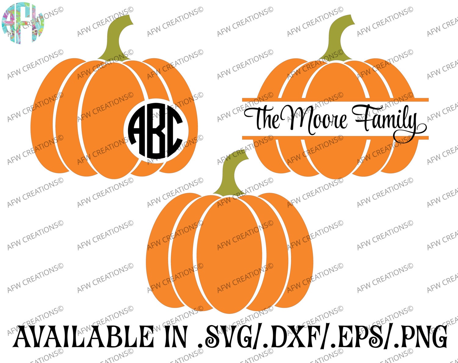 Download Digital Cut Files Monogram & Split Pumpkin SVG DXF EPS