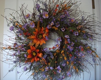 Fall wreath, fall door wreath, sunflower wreath, autumn wreath, rustic wreath, Thanksgiving wreath, fall decoration, front door wreath