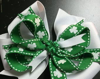 Luck of the Irish Shamrock Hair Bow