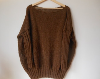 Oversized Plus Size Hand Knit Sweater Tunic Loose Knit Women's Sweater