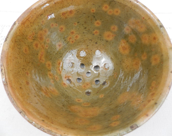 Antique Rustic French Hand Made Salt Glazed Terracotta Cheese Strainer /Mold / Berry Bowl / Colander / Strainer, French Country, Retro Rural Antique Rustic French Hand Made Salt Glazed Terracotta Cheese Strainer /Mold / Berry Bowl / Colander / Strainer, French Country, Retro Rural
