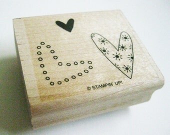 Three Hearts Stampin Up Rubber Papercraft Stamp Carved Wood Mount Destash Craft Supplies Scrapbooking Collage Stamping Supply Love You Much