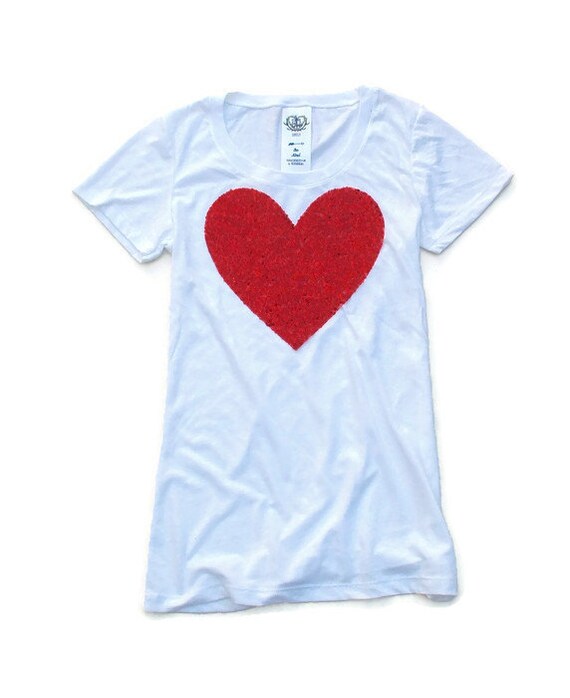 Valentines Tee. Heart Shirt. Sequin Heart TShirt Tee. Bridal