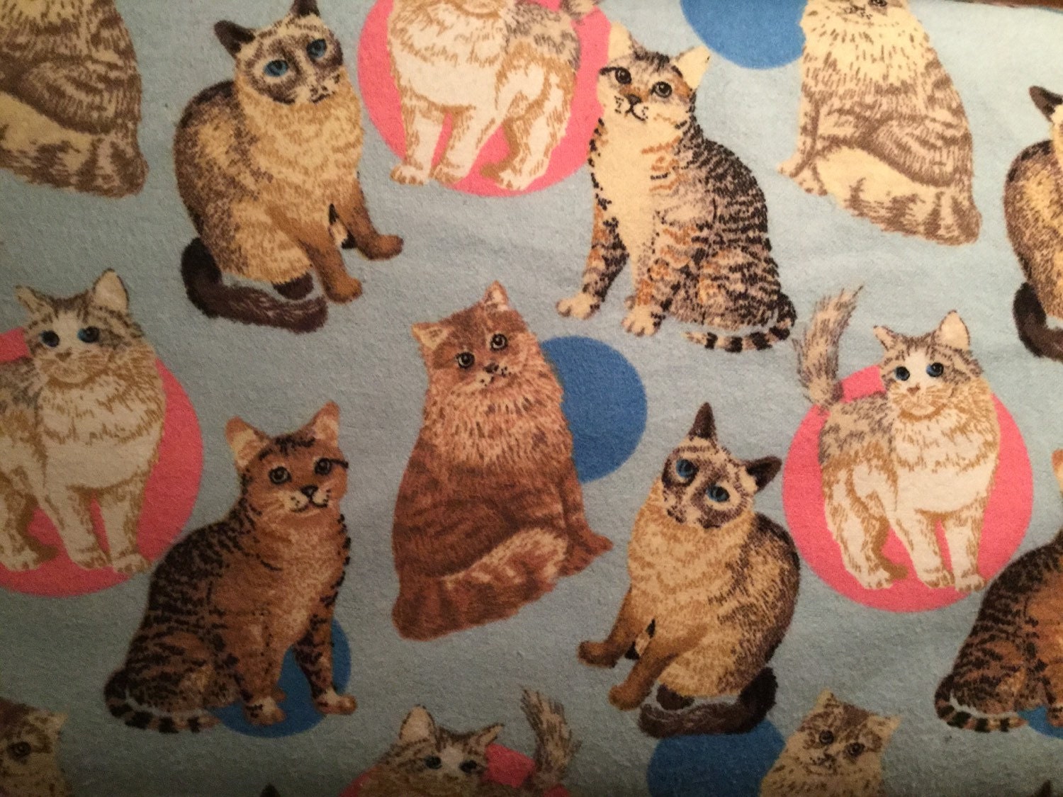 FLANNEL Cute Cat Fabric Pretty Cat Fabric Siamese Cat