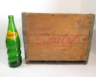 Vintage Squirt Crate and Bottle Soda Crate