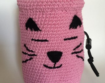 Light Pink Crocheted Cat Rock Climbing Chalk Bag by Dana Crochets