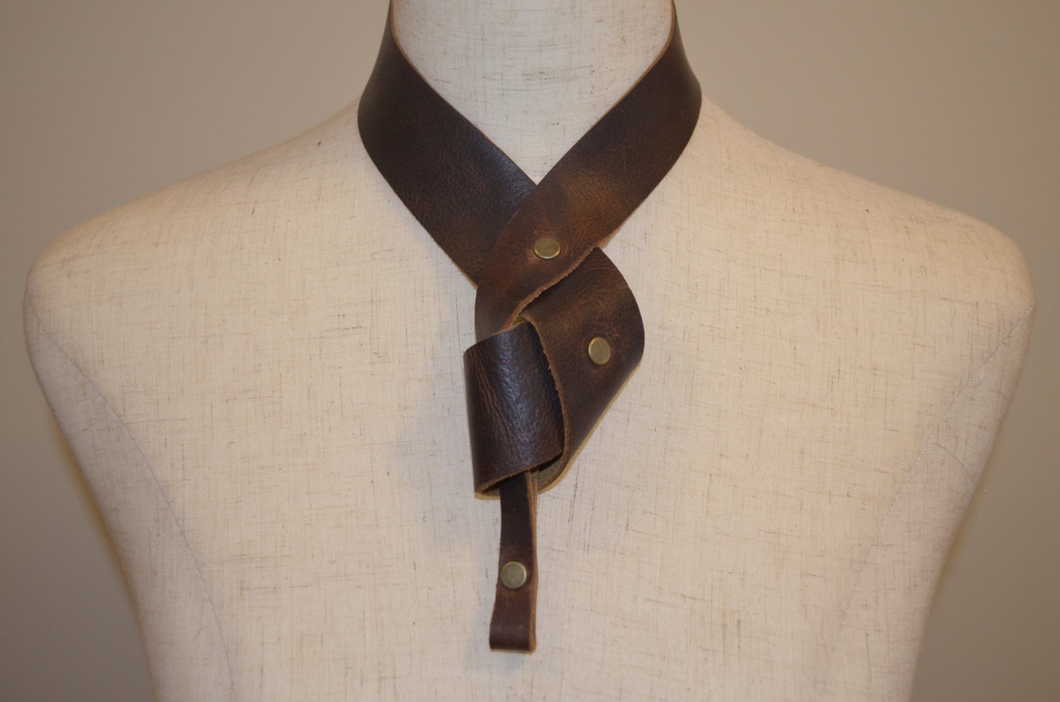 Brown leather necklace