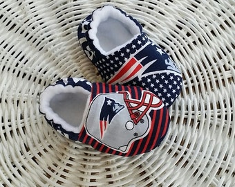 New England Patriots Slipper/Moccs, Crib Shoes, Toddler Moccs, Kid's Slippers, Soft Sole Women's Slippers, Baby Gift, Gift for Women