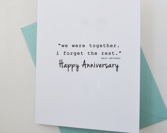 Happy Anniversary Card for Spouse, Card for Spouse on Anniversary, Anniversary Quote Card, First Anniversary Card, Walt Whitman Quote