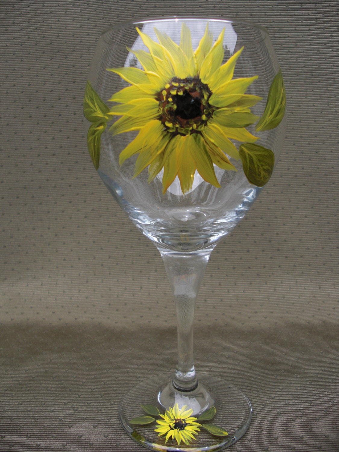 Hand painted Wine glass with Sunflowers