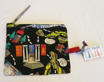 NYC Theme Men Tie Zipper Travel Bag / 100% Silk / Great Gift for Him / Father's Day/ 017