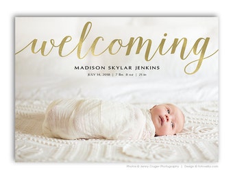 Birth Announcement Card - 7X5 Photo Card Template - BABY Madison - 1464