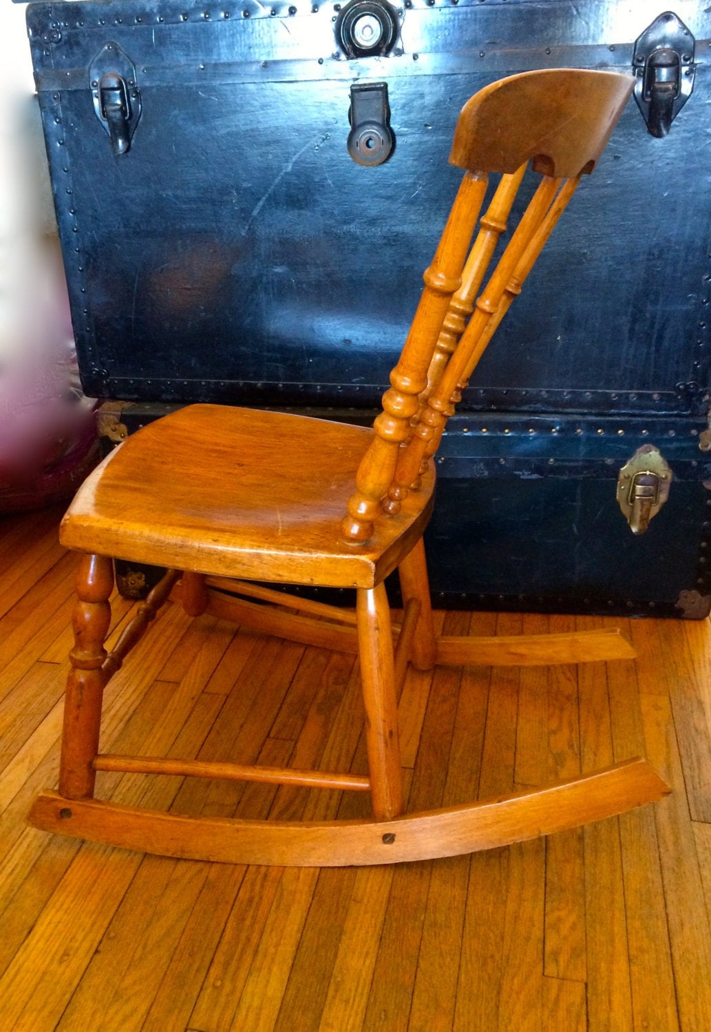 Antique Armless Rocker Wooden Rocking Chair Sewing Chair Nursery Rocking Chair Child’s Rocker 