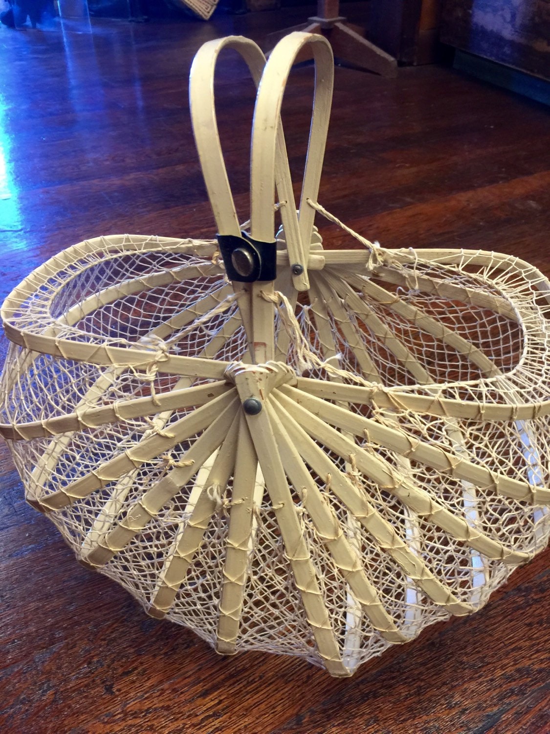 Vintage 50's Great Japanese Retro Fishing Net Basket
