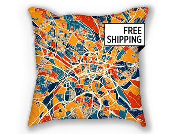 Leeds Map Pillow - Yorkshire Map Pillow 18x18