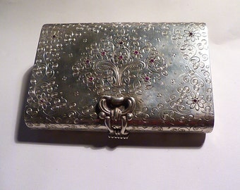 Extrêmement rare RENZO CASSETTI minaudière argent massif italien minaudière argent massif trousse fourre-tout compacte cas vesta des années 1950