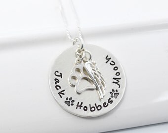 Pet Memory Necklace | Dog Lover Personalized Necklace | Dog Memory Necklace with Paw Charm and Wing