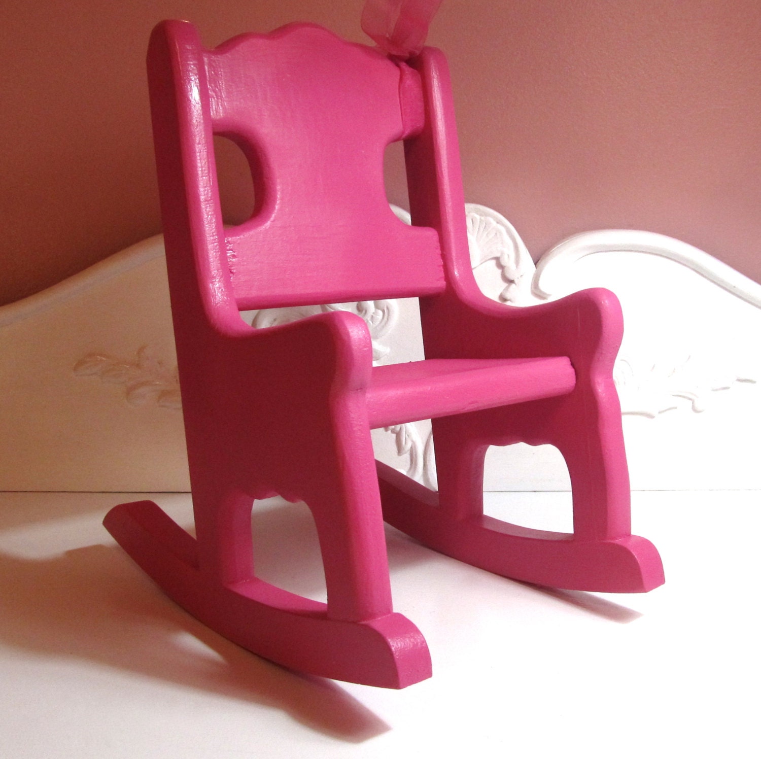 Doll Rocking Chair American Girl Size Hot Pink Wood Rocker