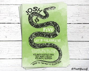 Snake Invitation // Personalized Printable Reptile Birthday Invitation // Reptile Invite // Reptile Birthday