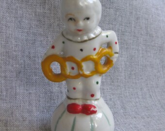 Juggler/Clown Child Standing on Ball with Juggling Rings - Porcelain Figurine - MIJ style