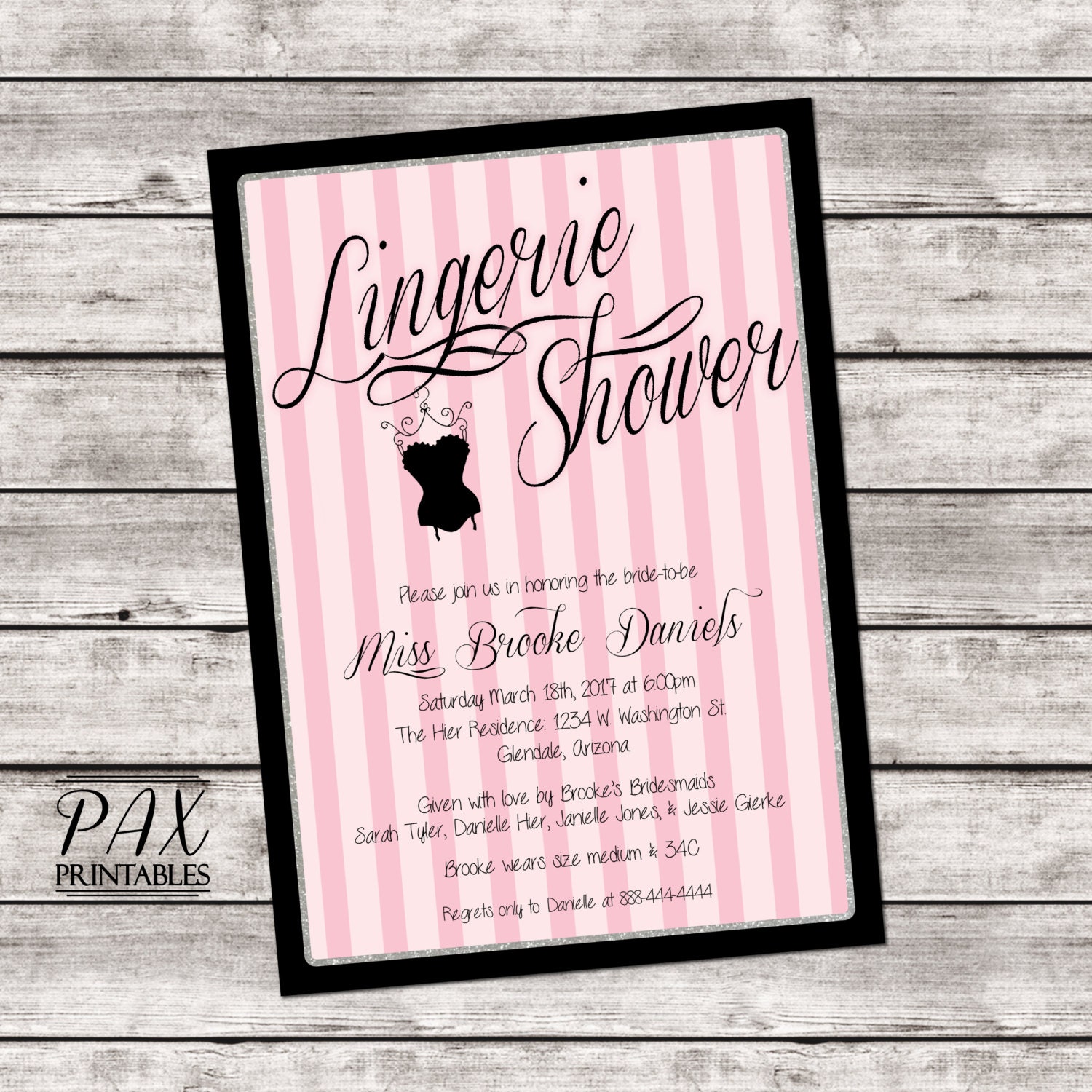 Corset Lingerie Shower Invitation Printable Lingerie Party