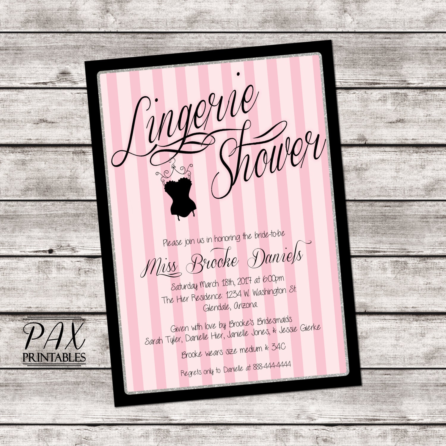 Corset Lingerie Shower Invitation Printable Lingerie Party 