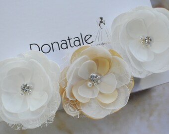 Wedding hair accessories Wedding hair piece Wedding hair flower Wedding hair pins Wedding hair clip Floral Rustic Ivory Champagne -MARZIA