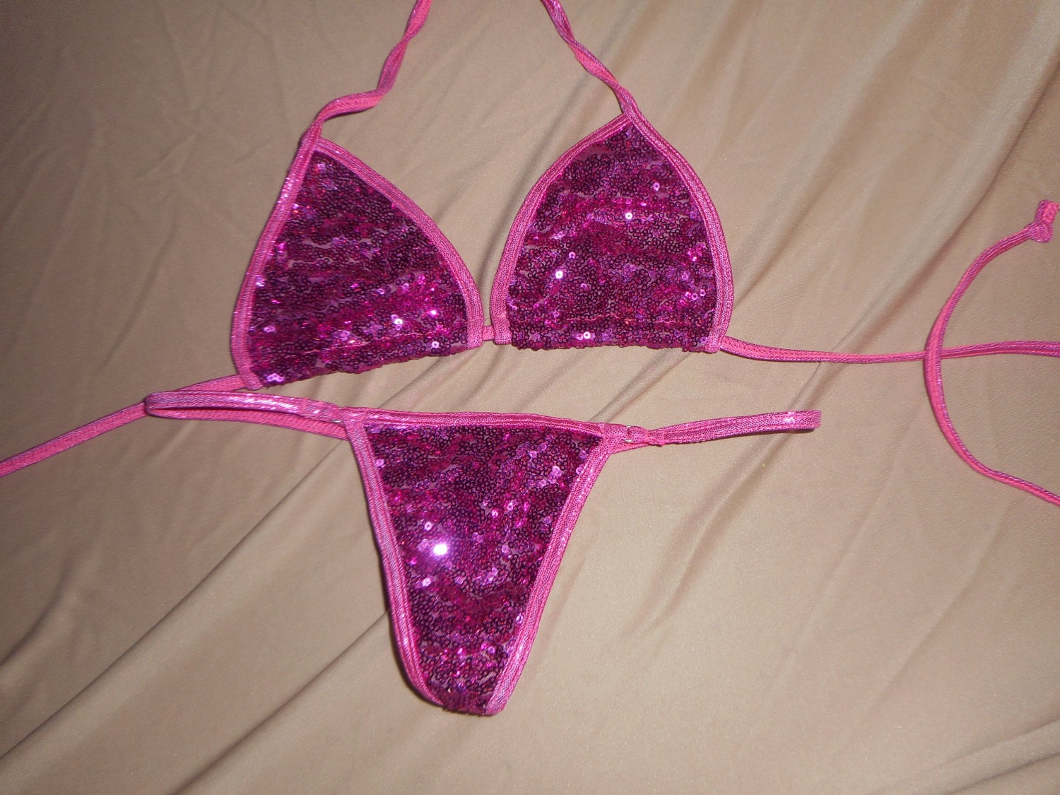 pink sequin g string bikini t back micro by ultravixenhollywood