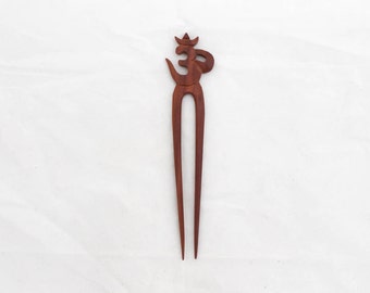 Om hair fork 2 prong, wood hair sticks, sono wood, bali jewelry
