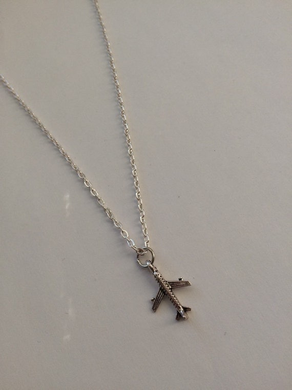Items similar to Silver Airplane Pendant Necklace on Etsy
