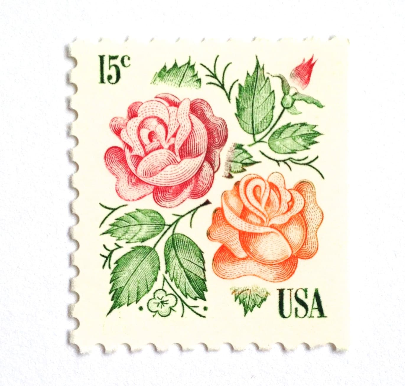 10 UNused Vintage Rose Postage Stamps // Pink and Peach Garden