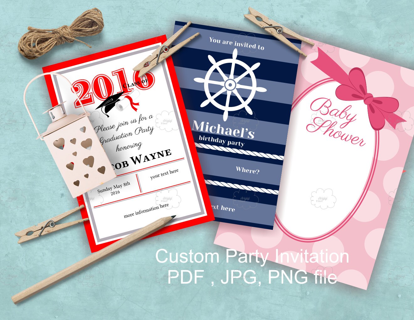 Custom Party Invitation Personalized Invite Custom Designed