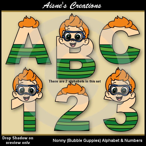 Nonny Bubble Guppies Alphabet Letters &amp; Numbers Clip Art