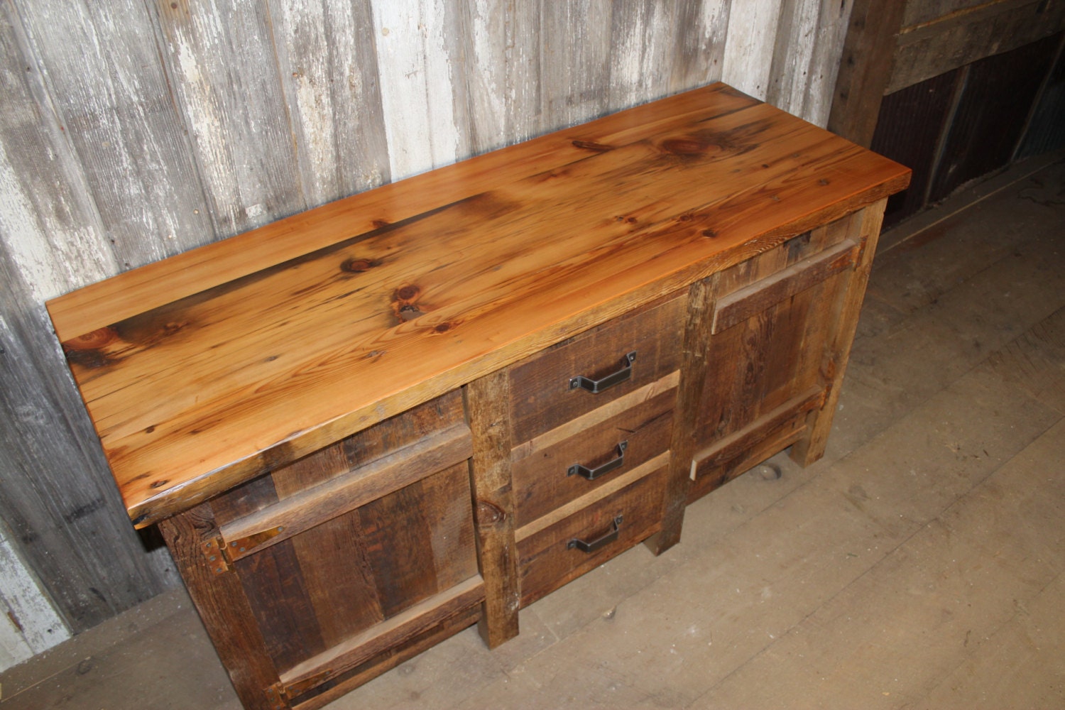 Rustic Reclaimed Barn Wood Vanity and Counter Top Made to