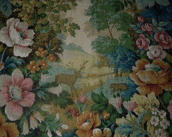 Drapery / Curtain length - High Quality Fabric - Linen - "Glade" - Arthur Sanderson - England - Cottage Roses