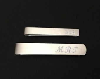 Personalized Tie Clip. Engraved Tie Bar. Hand Formed Aluminum Tie Bar. Groomsmen Gift. Wedding. Gift for Dad. Husband.Birthday.Father's Day