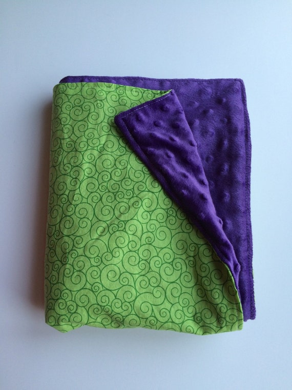 Green and purple baby blanket // minky blanket by JillLeedyDesigns