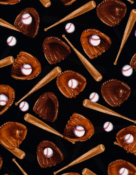 Sports Balls Cotton Fabric Baseball & Softball by CarolinaCottonCo