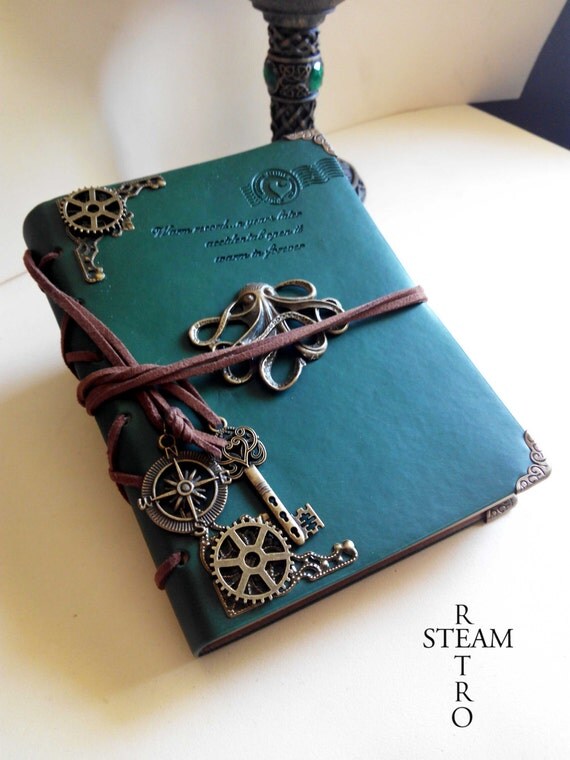 10% off sale17 Steampunk leather journal - Vintage styled wedding guest book - Steampunk accessories -Christian notebook - Christmas gift by SteamRetro steampunk buy now online