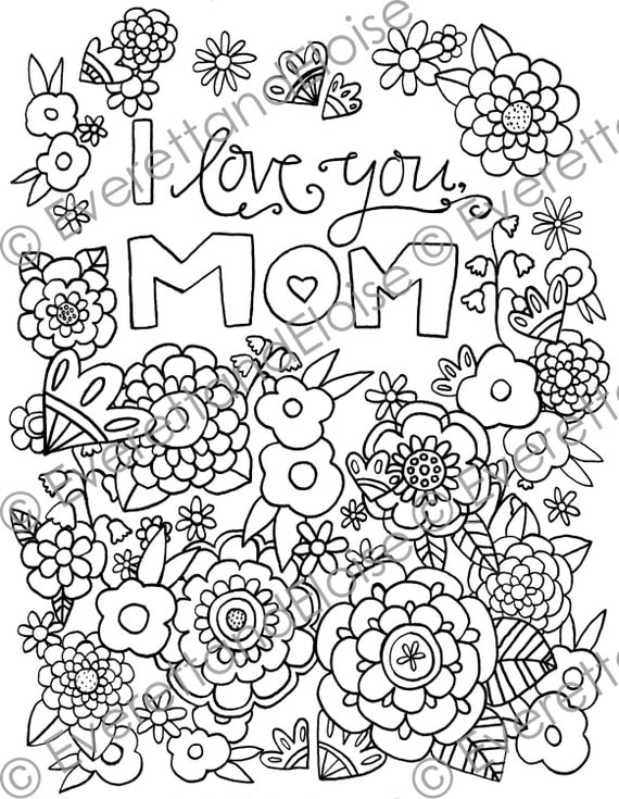 Download Digital Download I Love You Mom Coloring Page