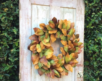 Fixer upper wreath,Southern wreath,Magnolia Leaf Wreath,fixer upper wall decor, Southern Magnolia Wreath,wreath with Magnolia Leaves