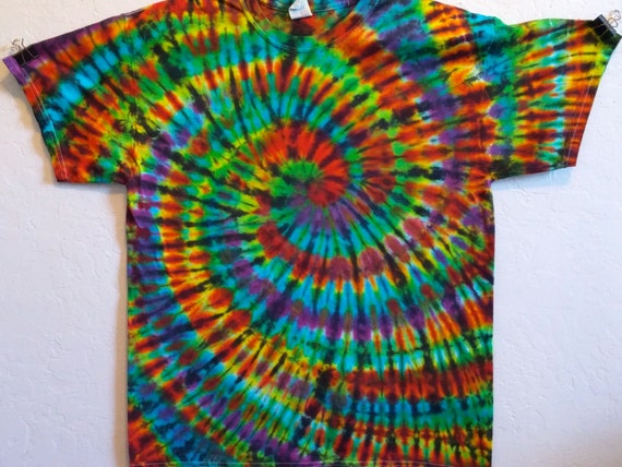 Large Rainbow Spiral Tie Dye T Shirt